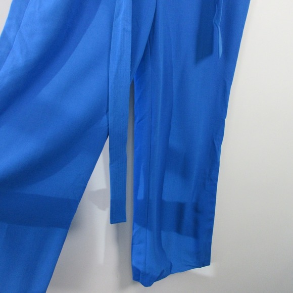 Boden Hampstead Wide Leg Belted Trousers Women 12 Blue Paperbag Pants 722 - Picture 7 of 11